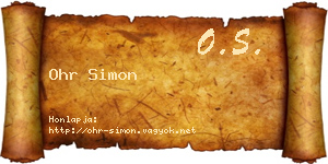 Ohr Simon névjegykártya